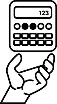 Hand holding a calculator with the numbers Illustrazione stock