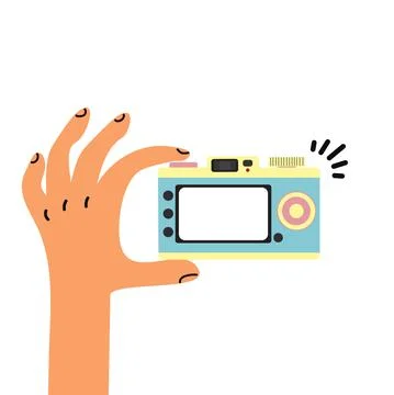 Hand holding  camera back flat Stock Illustration