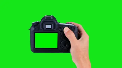 Hand Holding Camera Recoding Green Screen stock video Footage Video stock 263094894