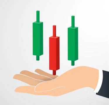 Hand holding candlestick chart icon vector Stock Illustration