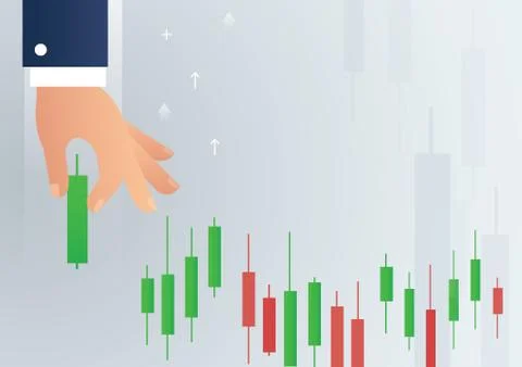 Hand holding a candlestick chart stock market icon Stock Illustration