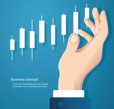 Hand holding a candlestick chart stock market icon vector Stock Illustration
