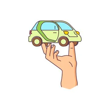 Hand is holding the car Stock Illustration