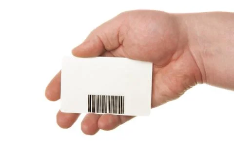 Hand holding card with bar-code Stock Photos