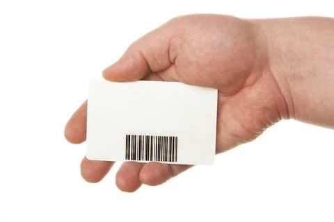 Hand holding card with bar-code Hand holding card with bar-code isolated o... Stock-Fotos