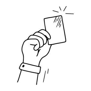 Hand holding card. Doodle vector illustration. Penalty proof, Soccer or football Stock Illustration
