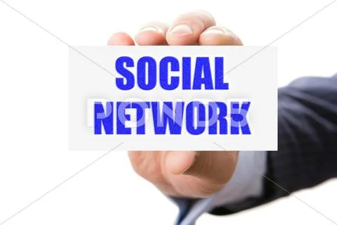 Hand holding card with inscription social network Stock Photos