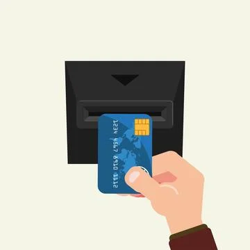Hand holding  card using an ATM vector illustration イラスト素材