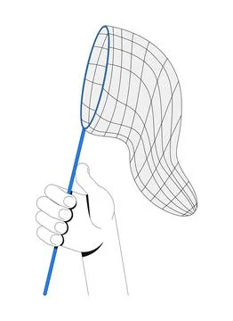 Hand holding catching net vector illustration Stock Illustration