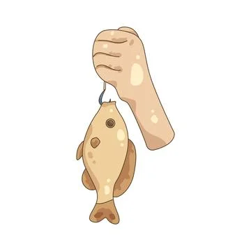 Hand holding a caught fish Illustrazione stock