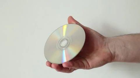 Hand holding cd disc. Physical media concept.	 Stock Footage 301557154