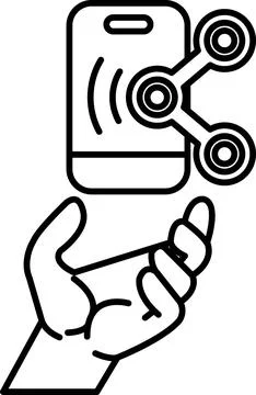 Hand holding a cell phone with a controller Stock Illustration