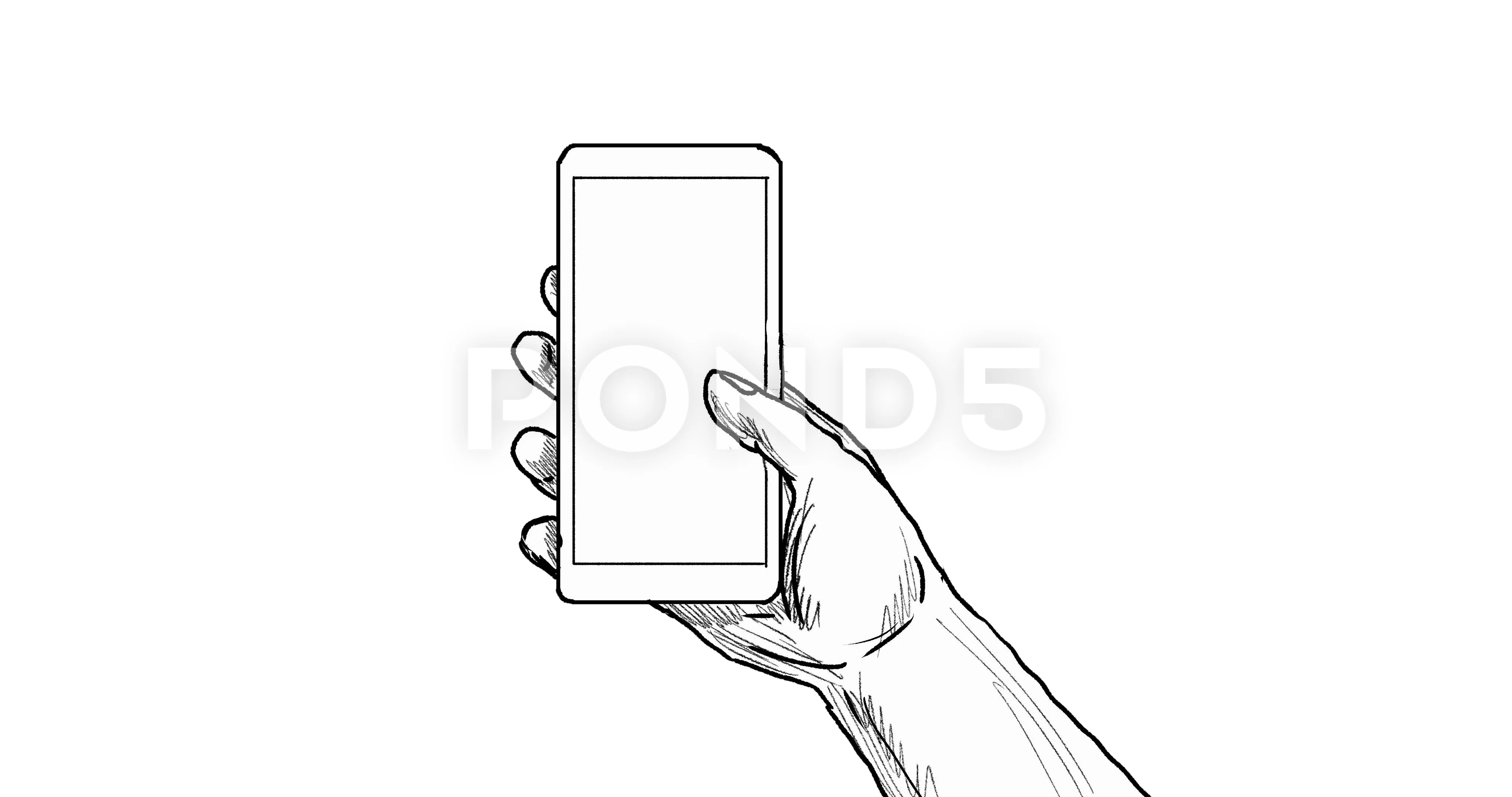 Hand Holding Smart Phone Drawing HighRes Vector Graphic  Getty Images