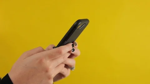 Hand Holding Cell Phone Stock Footage 95210360