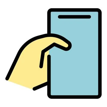 Hand holding cellular icon vector flat Stock Illustration