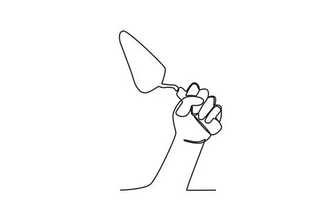 A hand holding a cement spoon Stock Illustration
