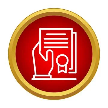 Hand holding certificate achieving education success in button Stock Illustration