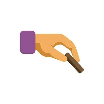 Hand holding chalk stick preparing to write Stock Illustration