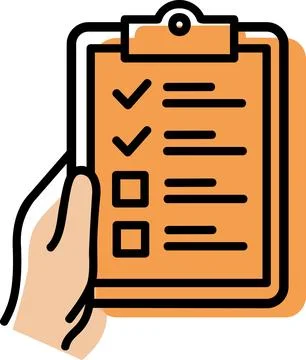 Hand holding checklist clipboard document icon 스톡 일러스트
