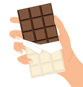 Hand holding chocolate bar vector Stock Illustration