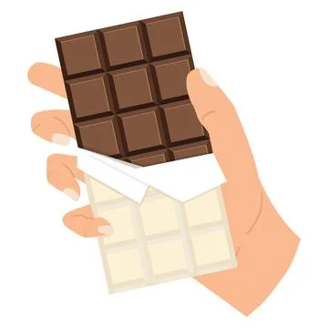 Hand holding chocolate bar vector Stock Illustration