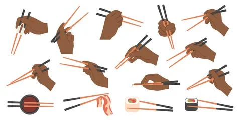 Hand Holding Chopsticks Set Guide Stock Illustration