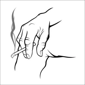 Hand holding cigarette Stock Illustration