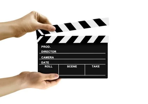 Hand holding clapperboard Stock Photos