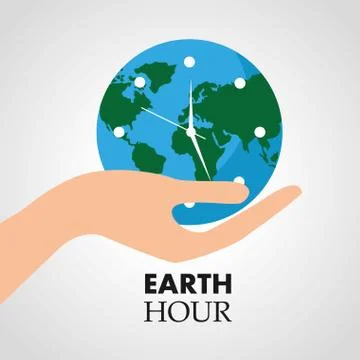 Hand holding clock earth hour 스톡 일러스트