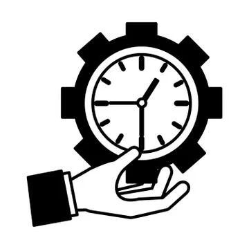 Hand holding clock gear Illustrazione stock
