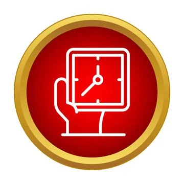 Hand holding clock icon representing time management Stock Illustration