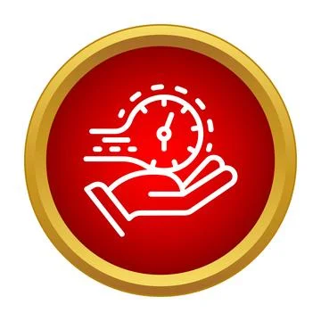 Hand holding clock showing fast time delivery service 库存插图