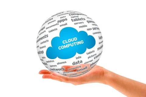 Hand holding a cloud computing sphere Stock Illustration