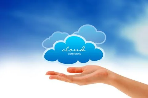 Hand holding a cloud Illustrazione stock