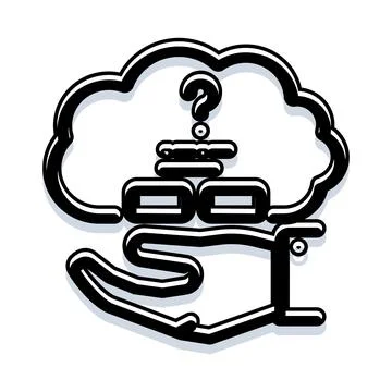 Hand holding cloud storage data query question Stock Illustration