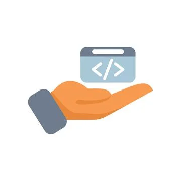 Hand holding code programming development icon 库存插图
