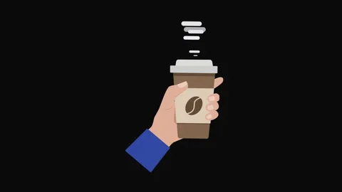 Hand Holding Coffee Cup Animation with Hot Drink Steam Видео 336011390