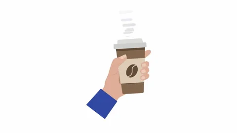 Hand Holding Coffee Cup Animation with Hot Drink Steam Stock Footage 336011391