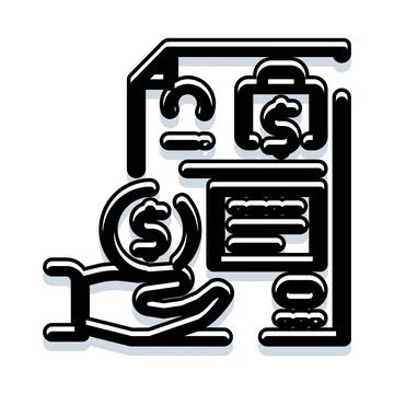 Hand holding coin with financial documents icon 스톡 일러스트