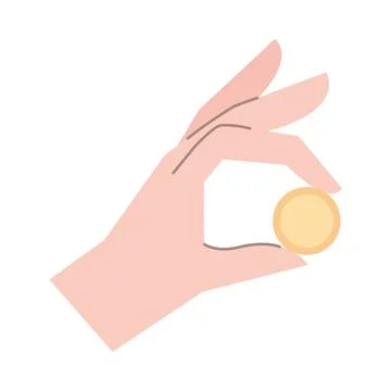 Hand holding a coin Stock Illustration