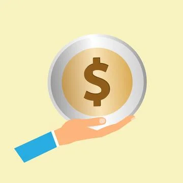 Hand holding coin Stock Illustration