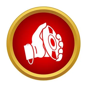 Hand holding a compact disc digital media icon Stock Illustration