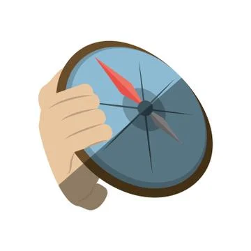 Hand holding compass direction travel maritime shadow Stock Illustration