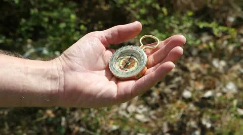 Hand Holding Compass Stock-Footage 20441873