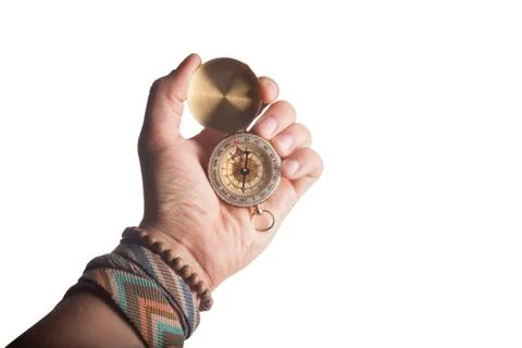Hand holding compass Stock Photos