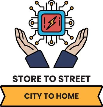 A hand holding a computer chip with a lightning bolt on it Stockillustratie