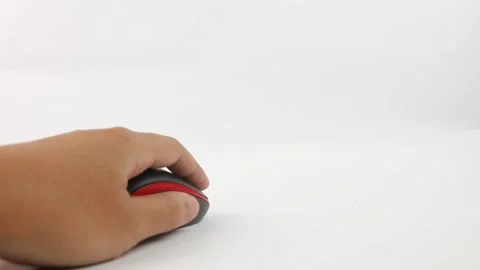 Hand holding computer mouse sliding in desired direction Video stock 325474602