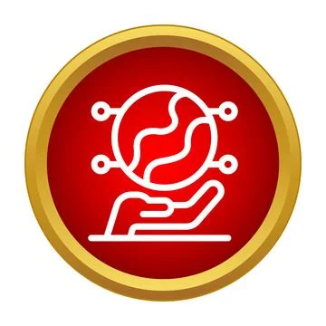 Hand holding connected global earth network icon Stock Illustration