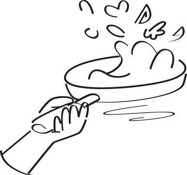 Hand Holding Cooking Pan Doing Flambe Culinary Technique Stock-Illustration