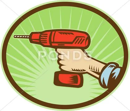 Hand holding a cordless drill side view Stock Illustration